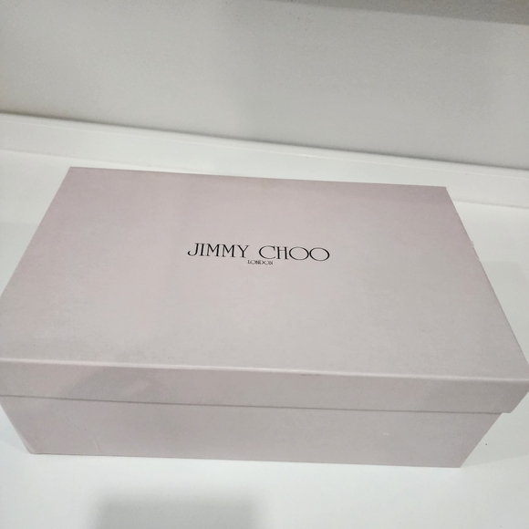 JIMMY CHOO Jasmin 105 Metallic Silver Nappa Leather Strappy Sandals Sz 37.5 - Picture 13 of 13